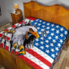 US Independence Day Bald Eagle Breaking Though Claw Scratch Premium Quilt Blanket 19