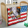 US Independence Day Bald Eagle Breaking Though Claw Scratch Premium Quilt Blanket 21