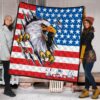 US Independence Day Bald Eagle Breaking Though Claw Scratch Premium Quilt Blanket 1