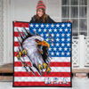 US Independence Day Bald Eagle Breaking Though Claw Scratch Premium Quilt Blanket 3