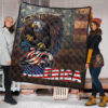 US Independence Day Bald Eagle Broken US Flag Premium Quilt Blanket 1