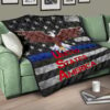 US Independence Day Bald Eagle Flying Black White US Flag Premium Quilt Blanket 17