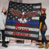 US Independence Day Bald Eagle Flying Black White US Flag Premium Quilt Blanket 1