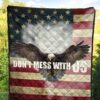 US Independence Day Bald Eagle Flying Don't Mess With US Premium Quilt Blanket 5