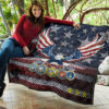 US Independence Day Bald Eagle Grab US Military Medal Premium Quilt Blanket 11