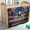 US Independence Day Bald Eagle Grab US Military Medal Premium Quilt Blanket 21