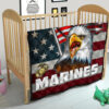 US Independence Day Bald Eagle Marines US Flag Premium Quilt Blanket 21