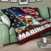 US Independence Day Bald Eagle Marines US Flag Premium Quilt Blanket 17