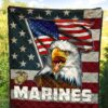 US Independence Day Bald Eagle Marines US Flag Premium Quilt Blanket 5