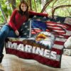 US Independence Day Bald Eagle Marines US Flag Premium Quilt Blanket 11