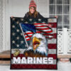 US Independence Day Bald Eagle Marines US Flag Premium Quilt Blanket 3