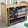 US Independence Day Captain Soldier US Flag Premium Quilt Blanket 21