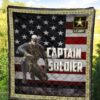 US Independence Day Captain Soldier US Flag Premium Quilt Blanket 5