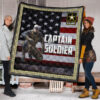 US Independence Day Captain Soldier US Flag Premium Quilt Blanket 1