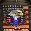 US Independence Day Eagle Service With Pride US Flag Premium Quilt Blanket 7