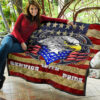 US Independence Day Eagle Service With Pride US Flag Premium Quilt Blanket 11