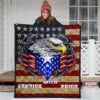 US Independence Day Eagle Service With Pride US Flag Premium Quilt Blanket 3