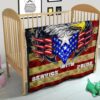 US Independence Day Eagle Service With Pride US Flag Premium Quilt Blanket 21