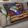 US Independence Day Eagle Service With Pride US Flag Premium Quilt Blanket 15