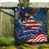 US Independence Day Eagle Standing On US Flag Star Premium Quilt Blanket 13