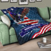 US Independence Day Eagle Standing On US Flag Star Premium Quilt Blanket 17