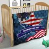 US Independence Day Eagle Standing On US Flag Star Premium Quilt Blanket 21