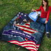 US Independence Day Eagle Standing On US Flag Star Premium Quilt Blanket 9