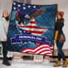 US Independence Day Eagle Standing On US Flag Star Premium Quilt Blanket 1