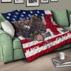 US Independence Day Eagle Taking US Shield Navy Seals Premium Quilt Blanket 17