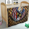 US Independence Day Flying Eagle On Metal Star Premium Quilt Blanket 21