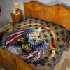 US Independence Day Flying Eagle On Metal Star Premium Quilt Blanket 19