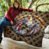 US Independence Day Flying Eagle On Metal Star Premium Quilt Blanket 11