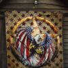 US Independence Day Flying Eagle On Metal Star Premium Quilt Blanket 7