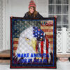 US Independence Day Funny Bald Eagle Face USA Star Premium Quilt Blanket 3