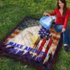 US Independence Day Funny Bald Eagle Face USA Star Premium Quilt Blanket 9