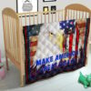 US Independence Day Funny Bald Eagle Face USA Star Premium Quilt Blanket 21