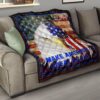 US Independence Day Funny Bald Eagle Face USA Star Premium Quilt Blanket 15