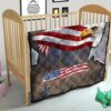 US Independence Day Minimal Eagle Head With US Flag Premium Quilt Blanket 21