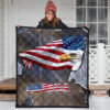 US Independence Day Minimal Eagle Head With US Flag Premium Quilt Blanket 3