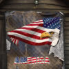 US Independence Day Minimal Eagle Head With US Flag Premium Quilt Blanket 7