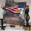 US Independence Day Minimal Eagle Head With US Flag Premium Quilt Blanket 1