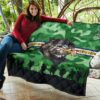 US Independence Day Proudly Served US Army Soldier Silhouette Premium Quilt Blanket 11