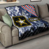 US Independence Day US Army Silhouette Star Tags Premium Quilt Blanket 15