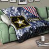 US Independence Day US Army Silhouette Star Tags Premium Quilt Blanket 17