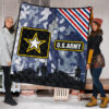 US Independence Day US Army Silhouette Star Tags Premium Quilt Blanket 1