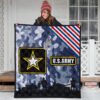 US Independence Day US Army Silhouette Star Tags Premium Quilt Blanket 3