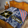 US Independence Day US Army Silhouette Star Tags Premium Quilt Blanket 19