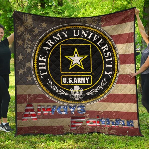 US Independence Day US Army University Always Faithful Premium Quilt Blanket