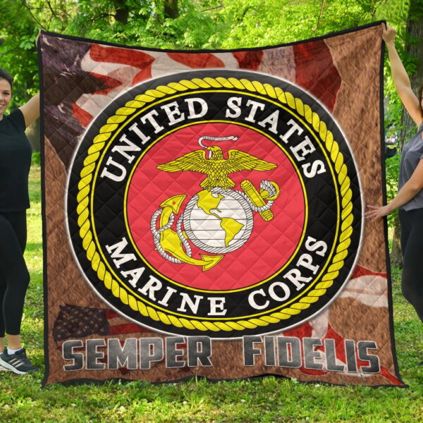 US Independence Day US Marine Corps Semper Fidelis Premium Quilt Blanket