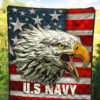 US Independence Day U.S Navy Eagle On American Flag Premium Quilt Blanket 5